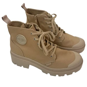 Botas al tobillo Palladium para mujer arena pallabase lona sarga con cordones 9,5 - Imagen 1 de 8