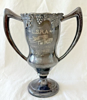 古董 LSRA Lake Sunapee Regatta 奖杯 爱心杯 1906 银盘 — 第 1/4 张图片