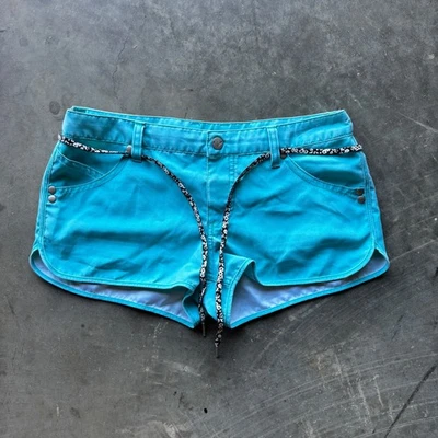 Roxy Mini Swim Shorts with Tie Waist Women's Size 4 Light Turquoise Pool Beach - Image 1 of 4