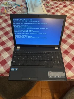 Acer TravelMate 5760 i5-2410M 4GB RAM – No HDD – Boots to BIOS – Parts/Repair - Image 1 of 4