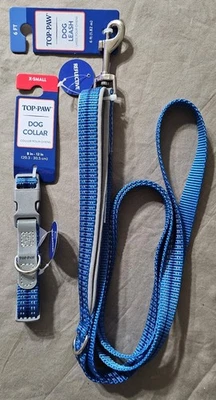 Top Paw Blue Reflective Dog Collar (XS) And Matching Reflective Leash 6ft x .5"w - Image 1 of 4