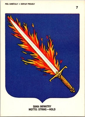 1991 Topps Desert Storm Sticker Trading Card #7 504th Infantry Motto - Strike - Image 1 of 2