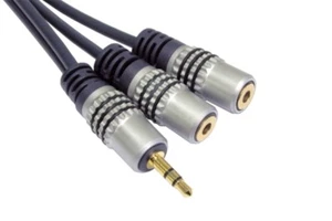 NEW 3.5MM STEREO MALE - 2X FEMALE SPLITTER OFC 24K GOLD - Picture 1 of 1