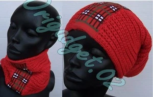 TUBULAR HEADPHONE SCARF USEFUL NECK COVER BAND red tartan - Picture 1 of 1