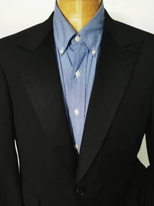 Hickey Freeman 40R Vintage Peak Lapel Black Blazer Jacket tuxedo Coat - Picture 1 of 7