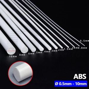 Weiß Ø 0,5-10mm Solide ABS Kunststoff Rundstab Modell Bastel DIY Länge 250/500mm - Picture 1 of 12