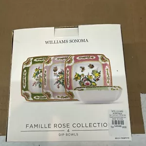 Williams Sonoma Famille Rose Dipping Bowls Square Set of 4 NEW - Picture 1 of 6