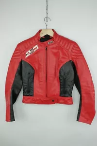 Vintage 80's Dainese Racing Speed Leather Red Motorcycle Jacket Women's 44 / XS - Picture 1 of 12