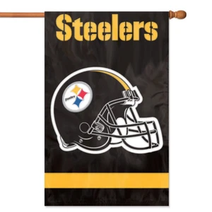 PITTSBURGH STEELERS APLIQUE BORDADO DE 2 LADOS BANDERA DE CASA INTERIOR EXTERIOR NAILON - Imagen 1 de 3