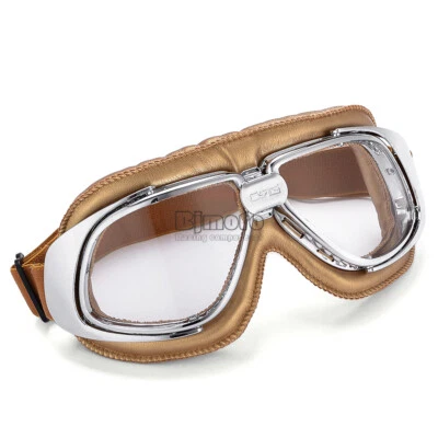 Gafas de cuero antiniebla transparentes para motocicleta vintage para Harley Foto 1 de 4
