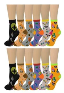 Ayla 12 pairs of Kids Halloween Crew Socks Size 4-6 - Picture 1 of 1