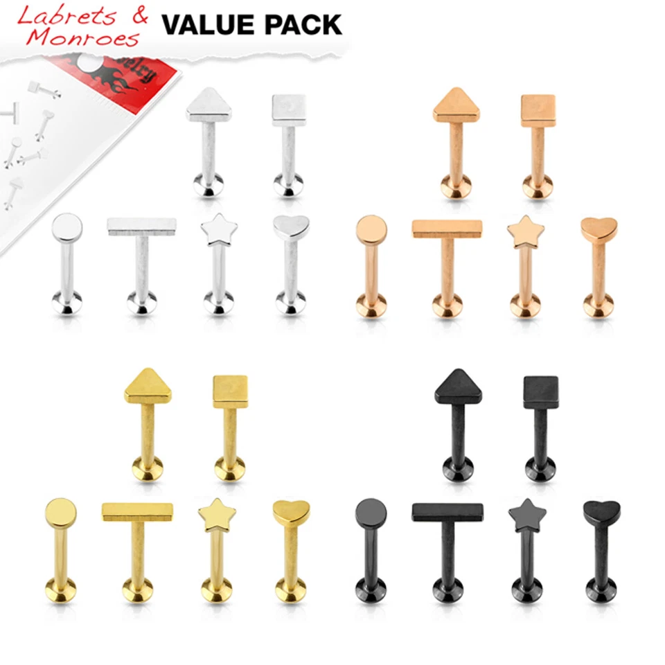 6 Pack Innen Gewinde Lippenscheibe Monroe Knorpel Stecker 316L Chirurgenstahl - Bild 1 von 1