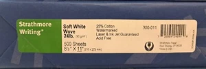 40% OFF PRICE Strathmore Writing 8.5 x 11 24lb Soft White 25% cotton 300-011 - Picture 1 of 2