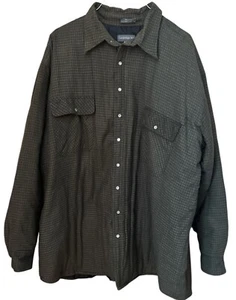Vintage Cambridge Hall Quilted Pearl Snap Flannel Shirt Men's 2XLT Green Check - Picture 1 of 6