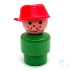 Vintage Wooden Fisher Price Red Pot Pan Head Little People Green Body Excellent