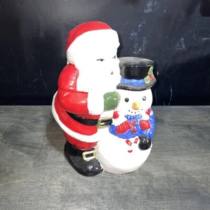 Vintage May Co Santa And Snowman Cookie Jar Celebrate The Seasons 1995 - Picture 1 of 7