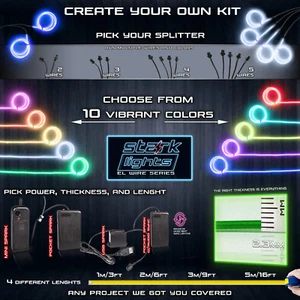 Neon LED Light Glow EL Wire 2 3 4 5 Splitter + Control String Rope - 2.3mm Thick - Picture 1 of 18