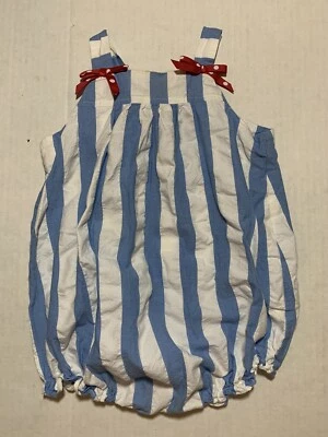 Pasty Aiken Chez Ami Bubble Romper Style S9-140 Blue White Striped Size 3 EUC - Изображение 1 из 4