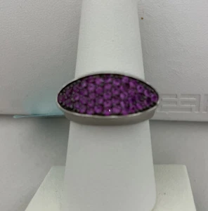 EFFY BH Anello Argento Zaffiro Rosa 1,06 Ct Misura 7,0 Forma Ovale Nuovo Con Etichette - Foto 1 di 7