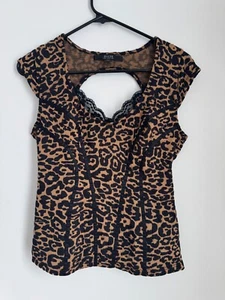 GUESS Leopard Print Bustier Top Woman's M Cheetah - Picture 1 of 9