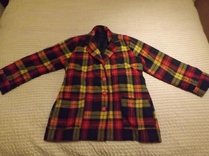 Handmade Stunning Yellow Red Tartan Checked Punk Military Trench Coat Top Small - Picture 1 of 15