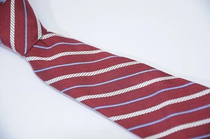 Brooks Brothers Fleece Boy’s Maroon Red White Ribbon Striped Silk Neck Tie - Picture 1 of 7