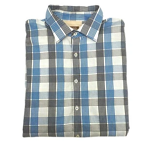 Michael Kors Blue Plaid Short Sleeve Button Down Shirt Size XL - Picture 1 of 6