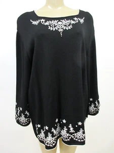 Suéter Bordado Alfred Dunner Talla Grande 2X Negro Blanco Floral NUEVO - Imagen 1 de 10