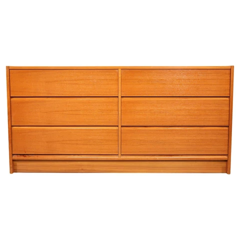Mid-Century Danish Modern Teak Double Six Drawer Dresser, Made in Denmark, 1970s Cover