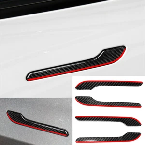 Recorte de panel de decoración de manija lateral roja de fibra de carbono/para Tesla Model 3/Y 2017-23 - Imagen 1 de 9