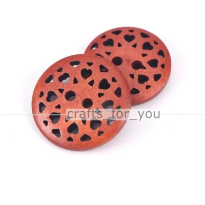 RETRO 10PCS 13MM-38MM 2-HOLE HOLLOW WOOD BUTTONS FOR CLOTHING SEWING BAG CRAFTS - Image 1 of 4