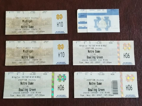2007 Notre Dame Hockey v Michigan & Bowling Green & 1998 Ohio State Ticket Stubs Cover