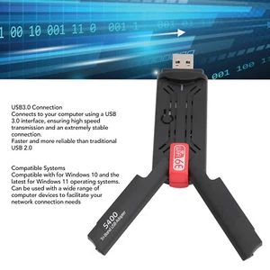 5400Mbps USB WiFi Adapter 2.4G 5G 6G Tri Band USB3.0 Adapter WiFi 6E Wireless - Afbeelding 1 van 12