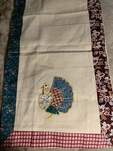 Thanksgiving Embroidered Patchwork Turkey Table Runner 14”x 54” - Picture 1 of 5