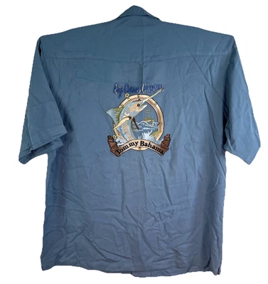 Tommy Bahama 100% Silk Button Shirt Men’s Size L Big Game Charters Embroidered - Image 1 of 4