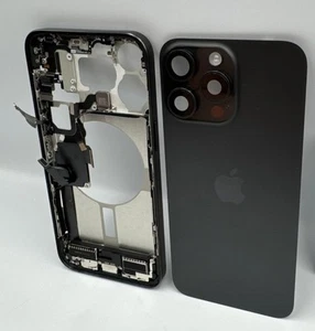 GENUINE APPLE IPHONE 15 PRO MAX MID FRAME BLACK TITANIUM WITH PARTS GRADE A/B - Zdjęcie 1 z 16
