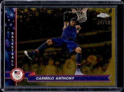 2024 Topps Chrome US Olympics Carmelo Anthony Gold Refractor #28/50 USA - Image 1 of 2