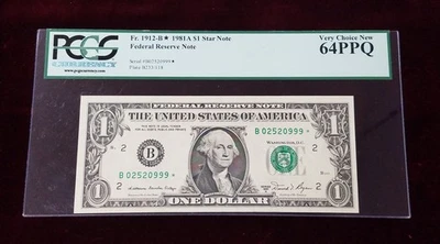 1981A $1 FRN | PCGS 64 PPQ |  New York Star Replacement - Image 1 of 2