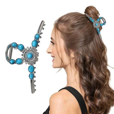 Pinza para el cabello turquesa, pinzas para garras occidentales, clip para garra turquesa, gemas acceso para el cabello... Foto 1 de 4