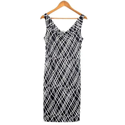 Vestido sem mangas vintage Y2K Rampage estampa geométrica gola alta preto tamanho médio - Imagem 1 de 4