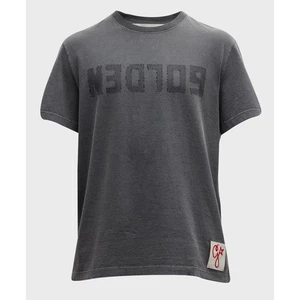 Golden Goose Men's Reverse Logo Distressed T-Shirt Gray Size L Made in Italy - Picture 1 of 13