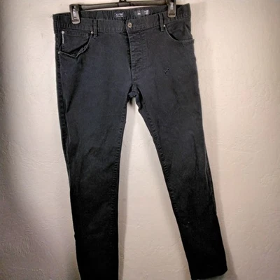 Parche trasero Armani Jeans J28 ajustado para hombre 38x34 negro denim botón mosca AJ Eagle Foto 1 de 4