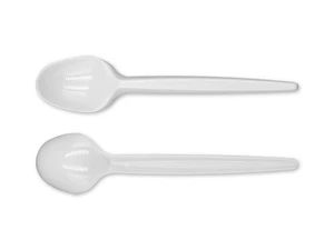 Plastik Löffel - 16,5 cm Weiß - Einweg Plastik Besteck - Einweglöffel für Imbiss - Bild 1 von 2