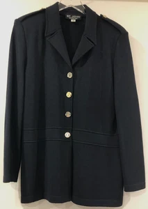 St. John Collection Size 14 Long Sleeve Santana Knit Tunic Jacket Blacki - Picture 1 of 18