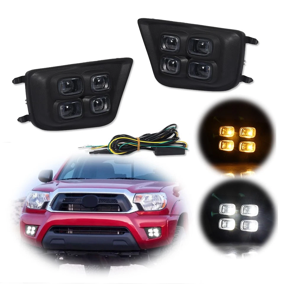 Conjuntos de bisel de luz antiniebla LED para Toyota Tacoma DRL 2012-2015 señal de giro ámbar Foto 1 de 4