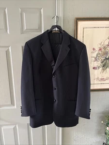 Men's Joseph Abboud Black Tuxedo Jacket with Fitted Flat Front Pants 44L 38W - Picture 1 of 6