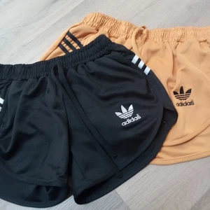 Adidas Originals Trefoil Logo Women’s Shorts 2-Pack Black & Tan Size S/M Retro - Picture 1 of 6