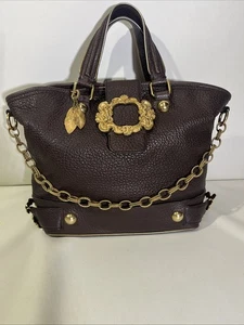 Dolce & Gabbana D&G Brown Pebble Leather Angel Cherub Baroque Signature DG EUC - Picture 1 of 16