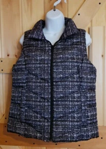 NWT Lands End 600 HyperDry Down Zip Vest Black Tweed Women's Small Petite - Picture 1 of 6