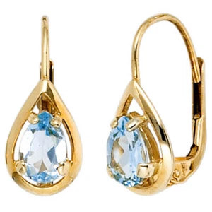Pendientes Botones con Espinela Azul Claro Gotas Oro 333 Oro Amarillo Pendientes Oro - Imagen 1 de 1